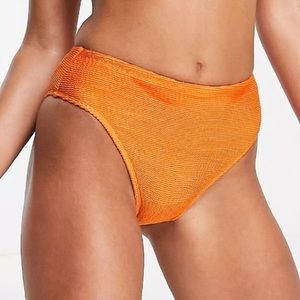 NWT Free Society high rise high leg bikini bottom in orange scrunch